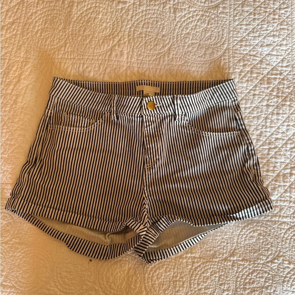 H&M Black and White Striped Jean Shorts